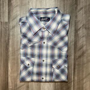 Levi’s Tapered Fit Western Long Sleeve Pearl Snap Button Shirt - Large